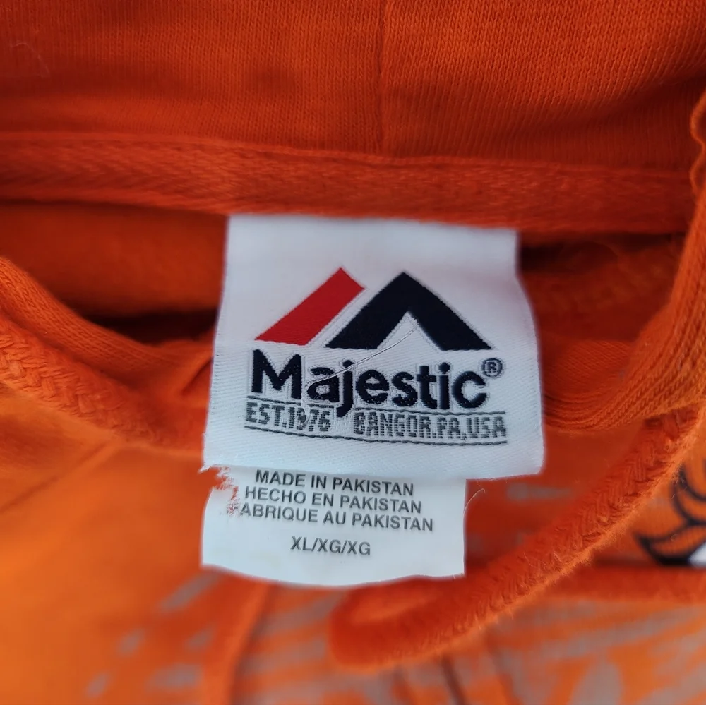 Majestic Denver Broncos Hoodie Sweatshirt Men's Sz XL Orange Hooded Pullover NFL